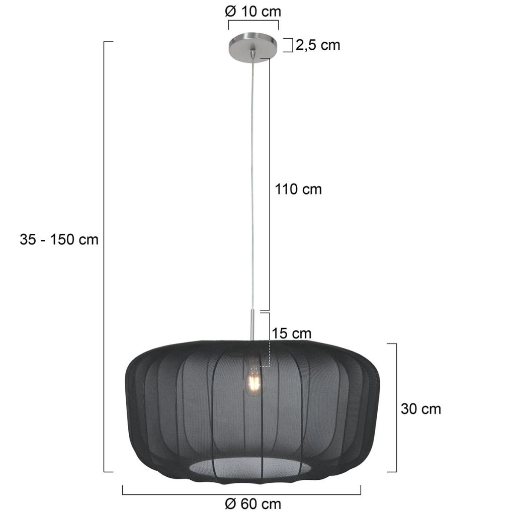 Zwarte hanglamp Vela Lino Ø60cm Steinhauer 8712746182675