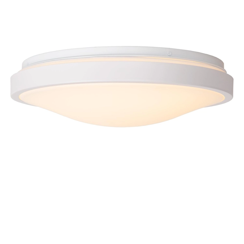 Witte plafonniere Dasher Ø 34,8cm IP44 voor badkamer Lucide 5411212792105