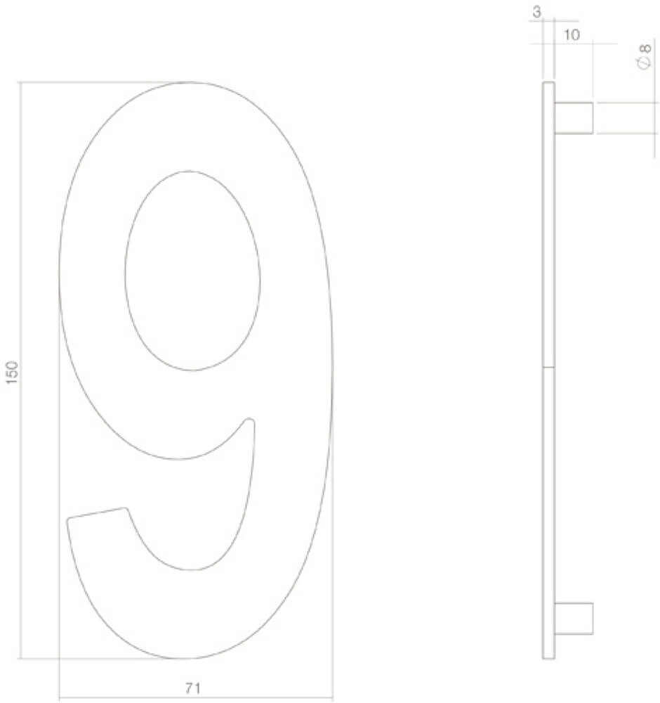 Huisnummer 9 Numbra zwart Intersteel 8714186400784