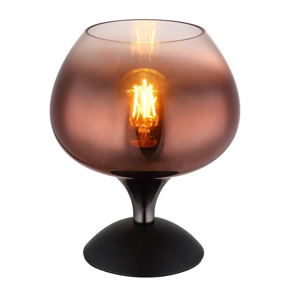 Zwarte tafellamp Maxy met rood glas Ø 15cm