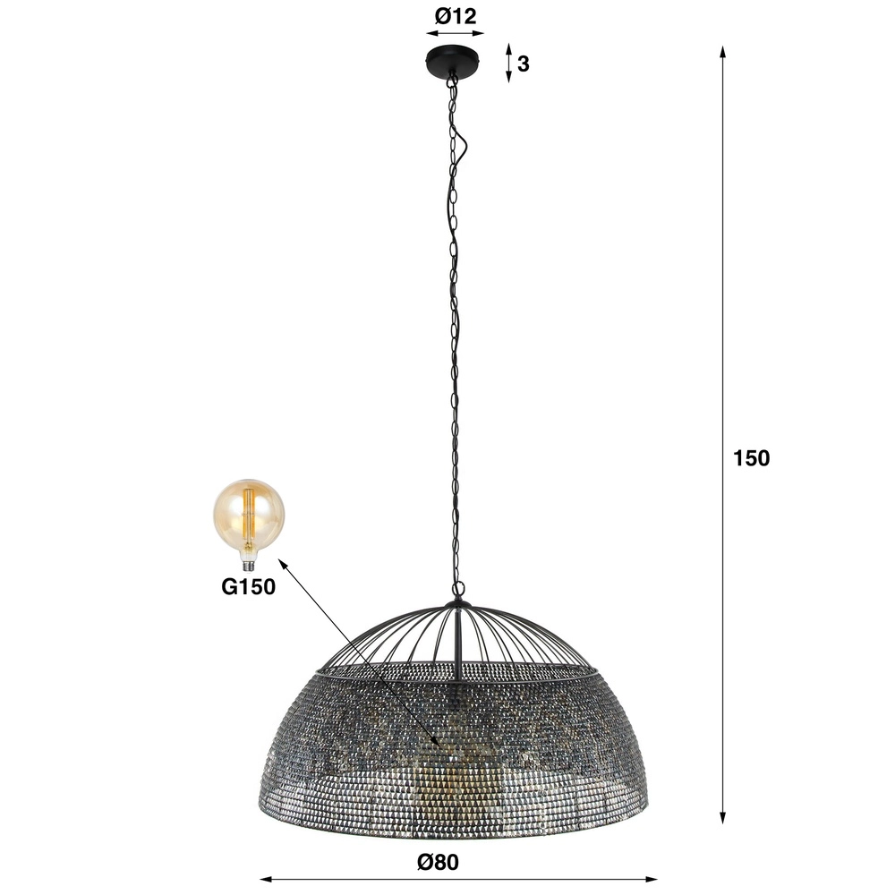 Schubbenlook hanglamp XXL Armor Ø 80cm Lyora 8716803512917