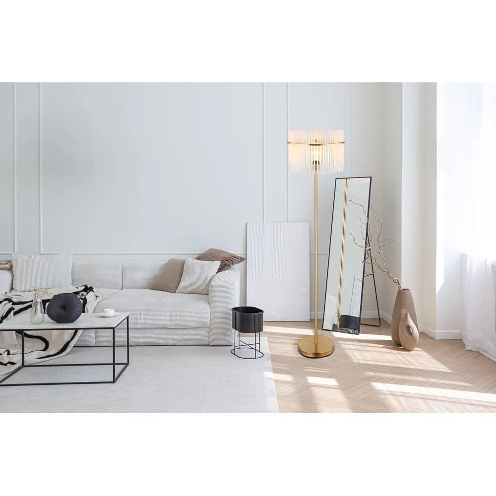 Gouden vloerlamp Gorley met glas Ø 38cm Globo 9007371446810