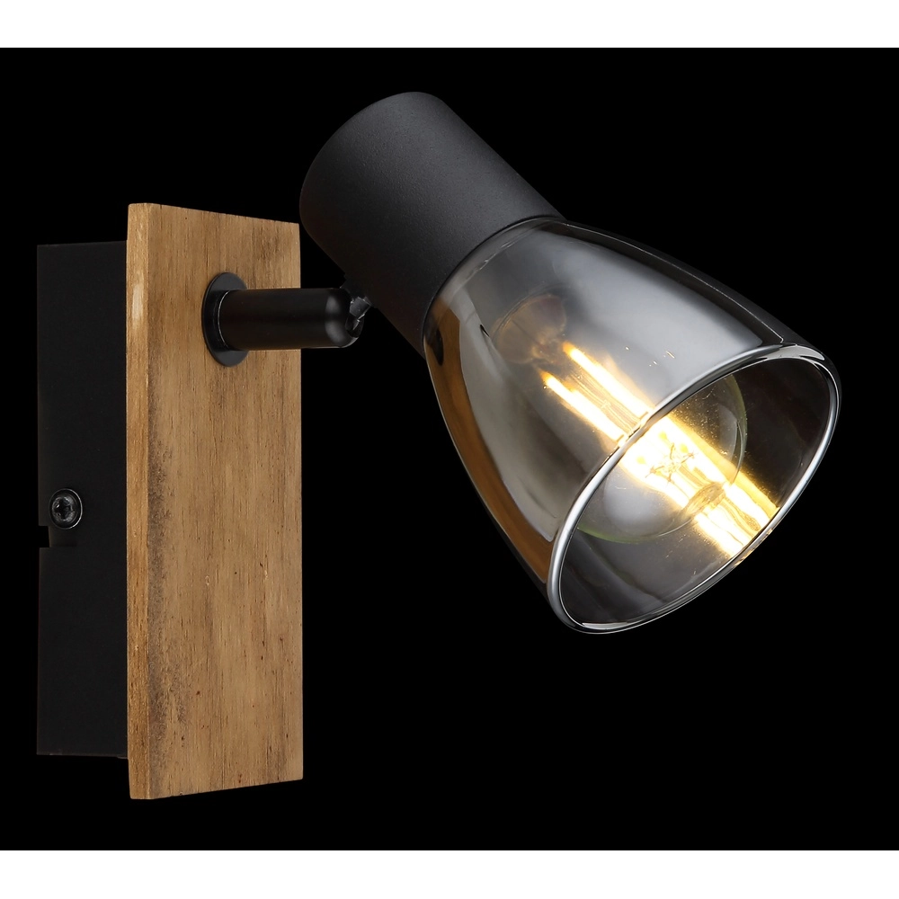 Wandlamp Claude zwart met hout Globo 9007371440207