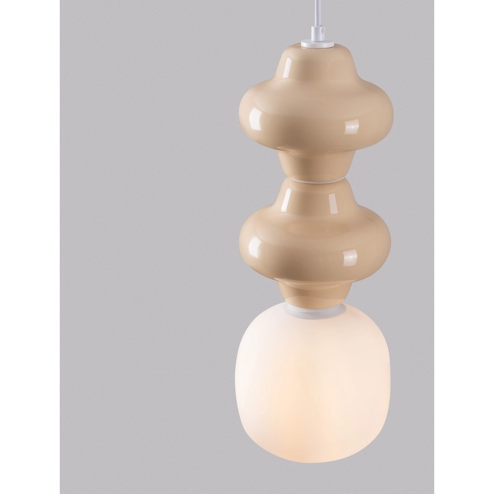 Hanglamp Clio M geel keramiek met wit glas