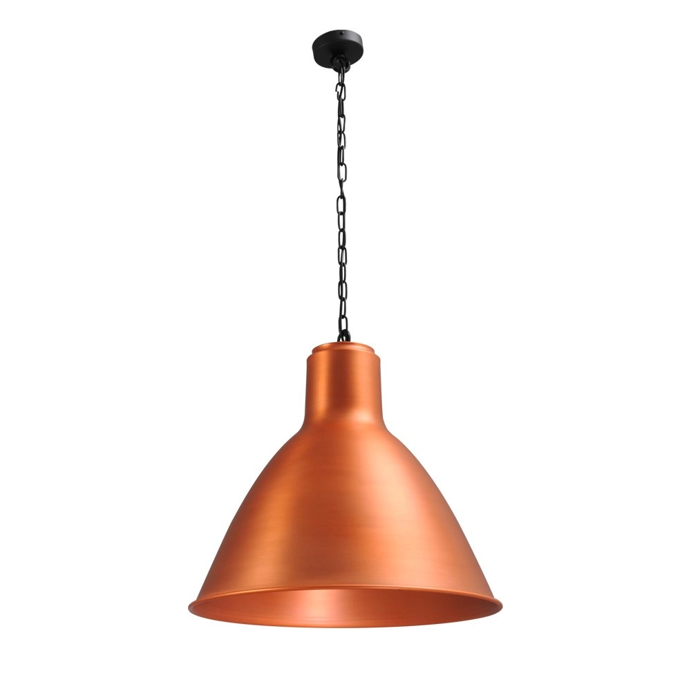 Industrie hanglamp roodkoper Industria 58 zwart met koperen kap Industrie hanglamp roodkoper Industria 58 zwart met koperen kap