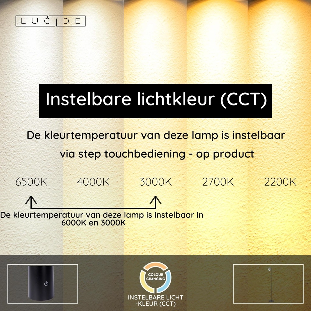 Oplaadbare vloerlamp Skanska Rech metaalgrijs Lucide 5411212032157
