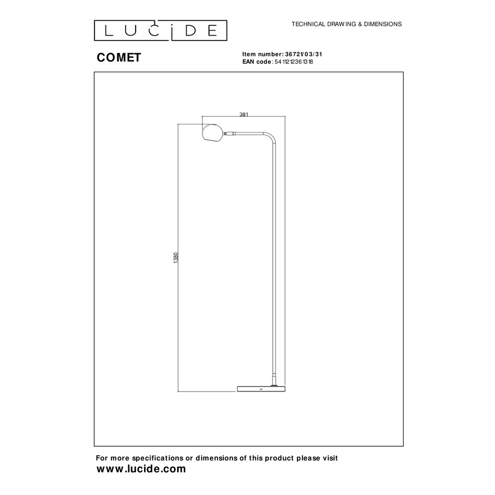 Oplaadbare leeslamp Comet wit Lucide 5411212361318
