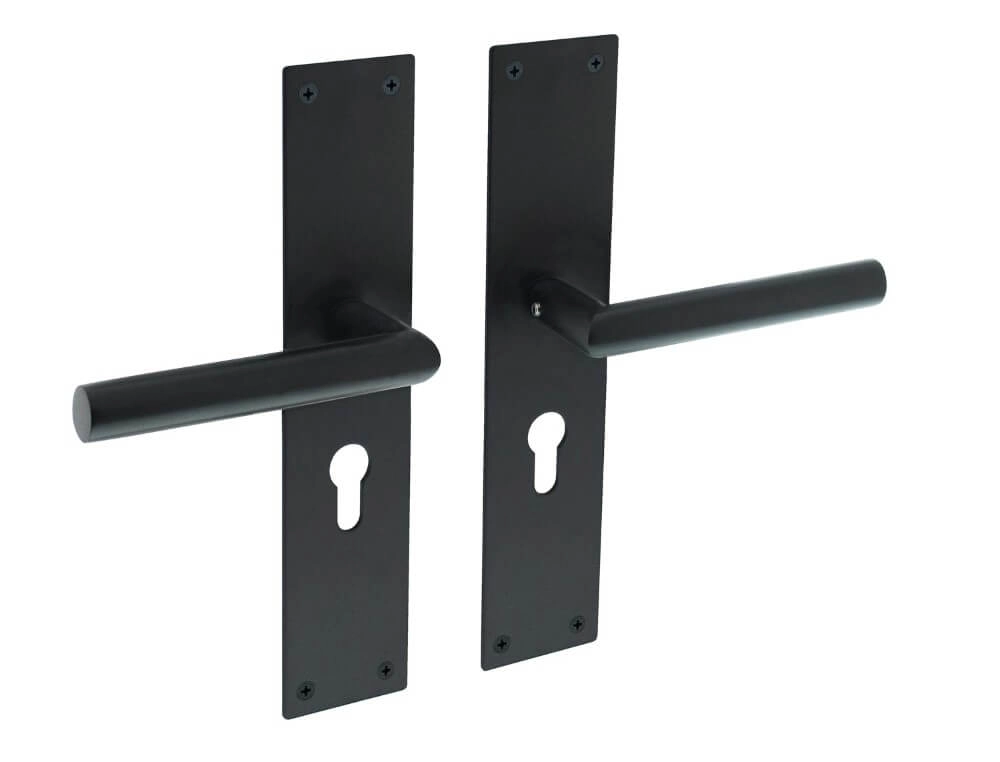Strakke deurklink Jura cilindergat 55mm zwart