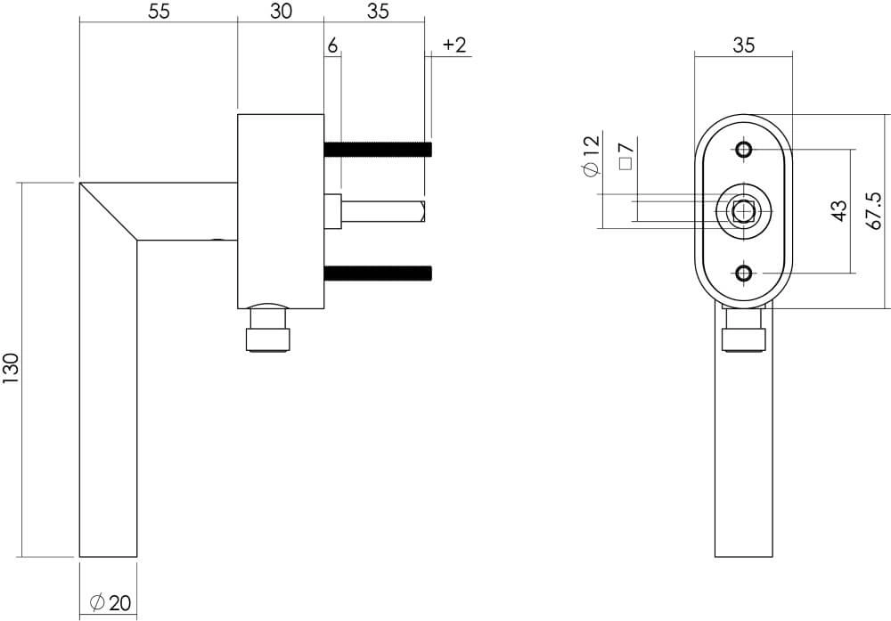 Raamkruk Hoek 90 afsluitbaar ovaal rozet RVS Intersteel 8714186434321