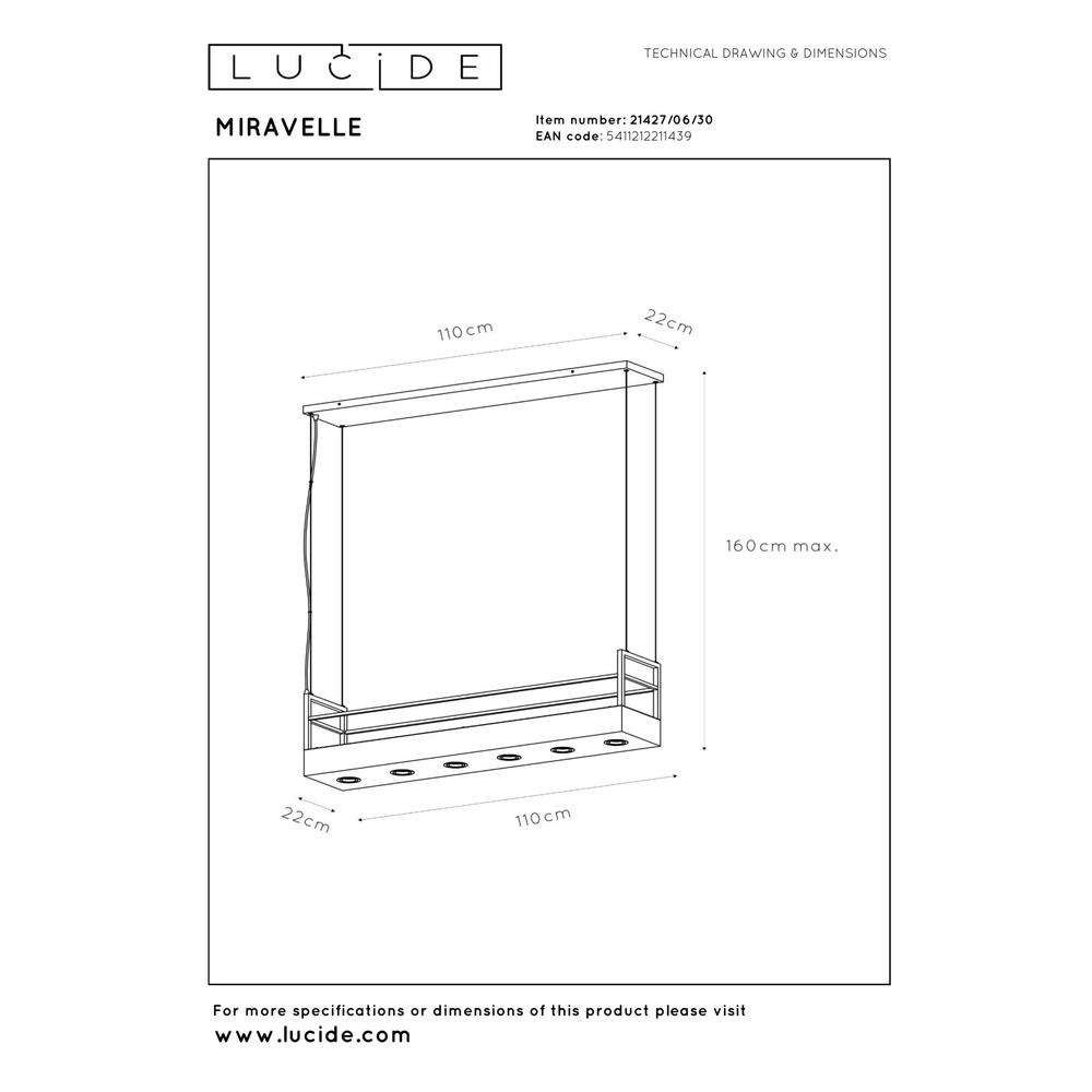 Zwarte hanglamp Miravelle design Lucide 5411212211439