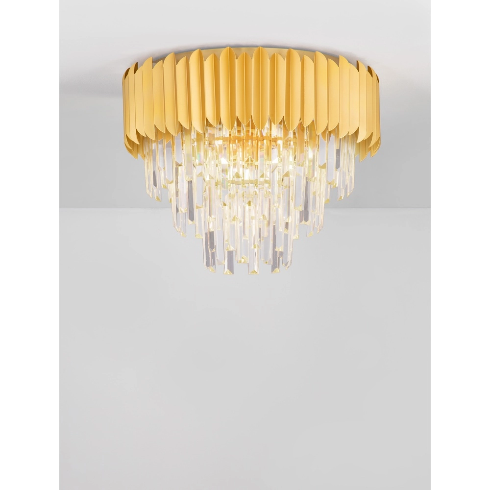 Plafondlamp Magnolia goud en kristal Ø 50cm