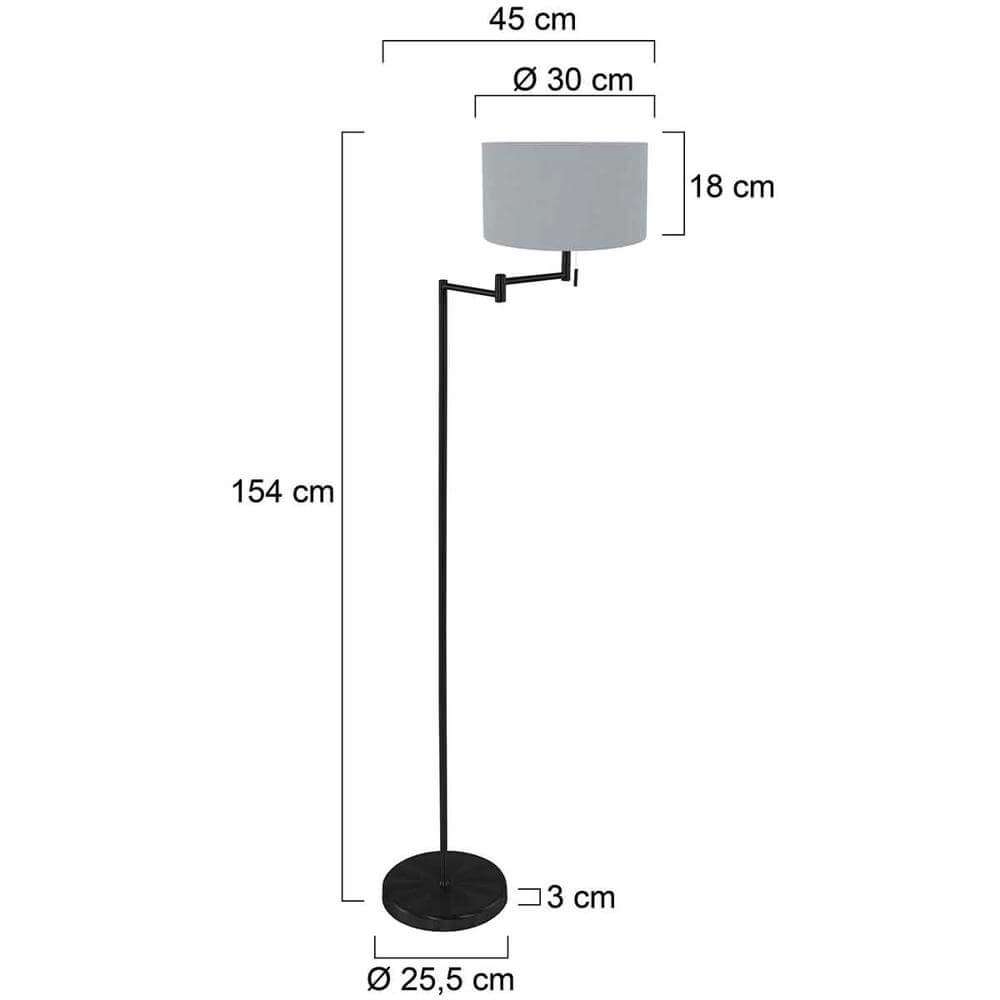Vloerlamp Bella zwart met lichtblauwe kap Steinhauer 8712746174670