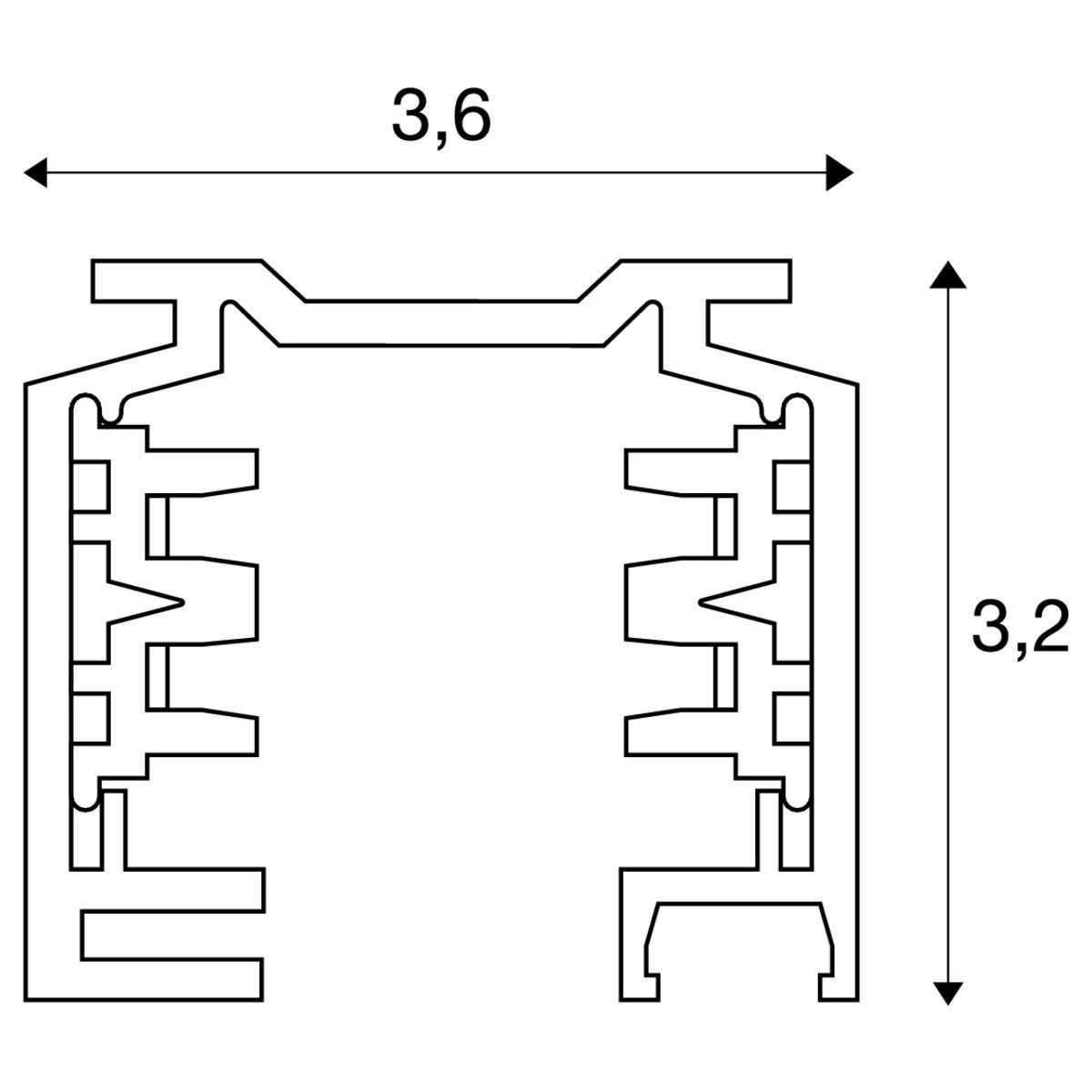 1 meter 3-Fase Rail zwart SLV 4024163122399