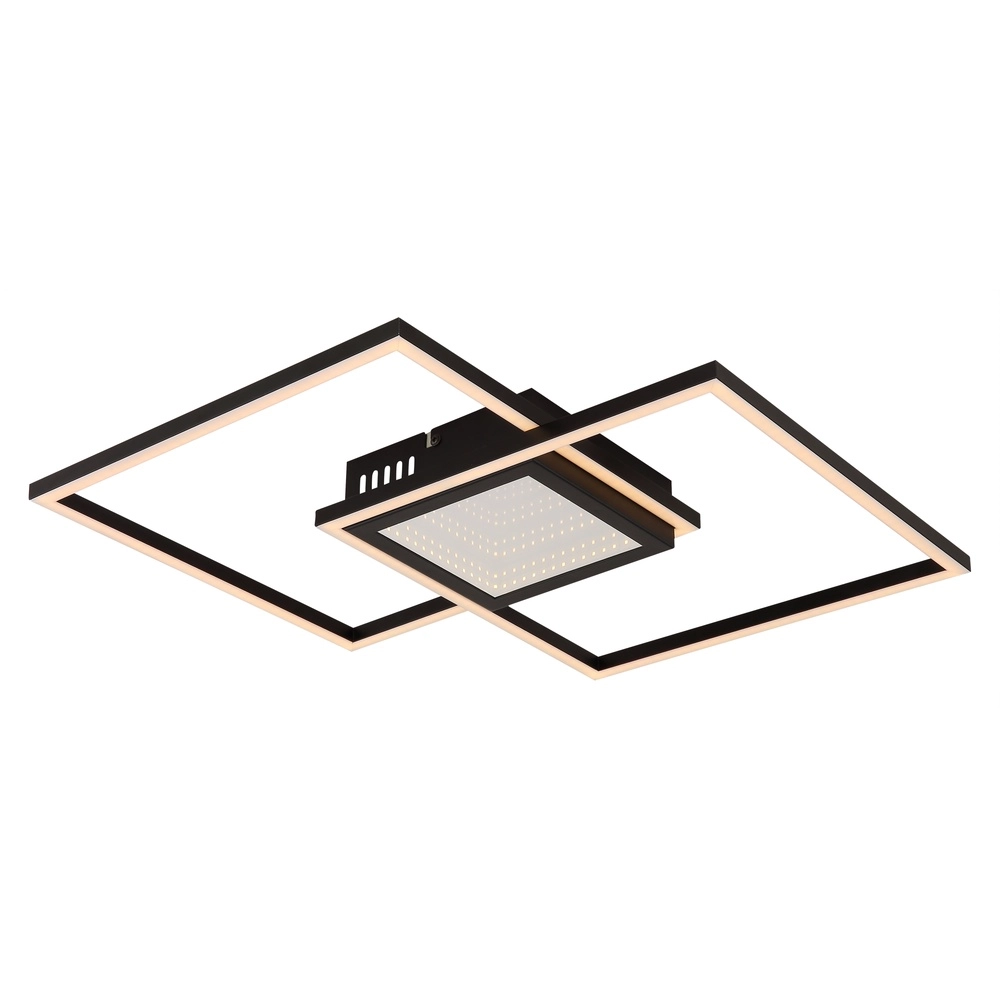 Moderne plafondlamp Saunders zwart vierkant Globo 9007371475353