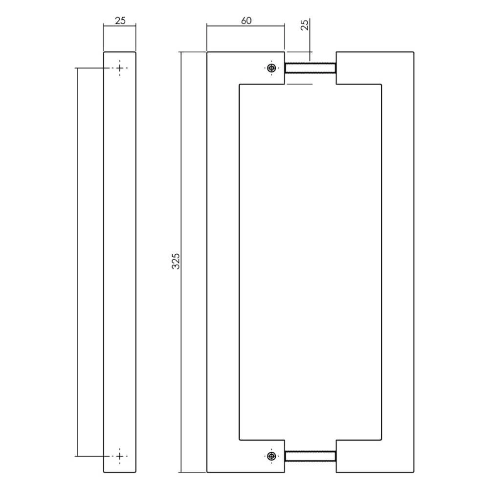 Strakke deurgreep Gripon vierkant per paar zwart Intersteel 8714186553787