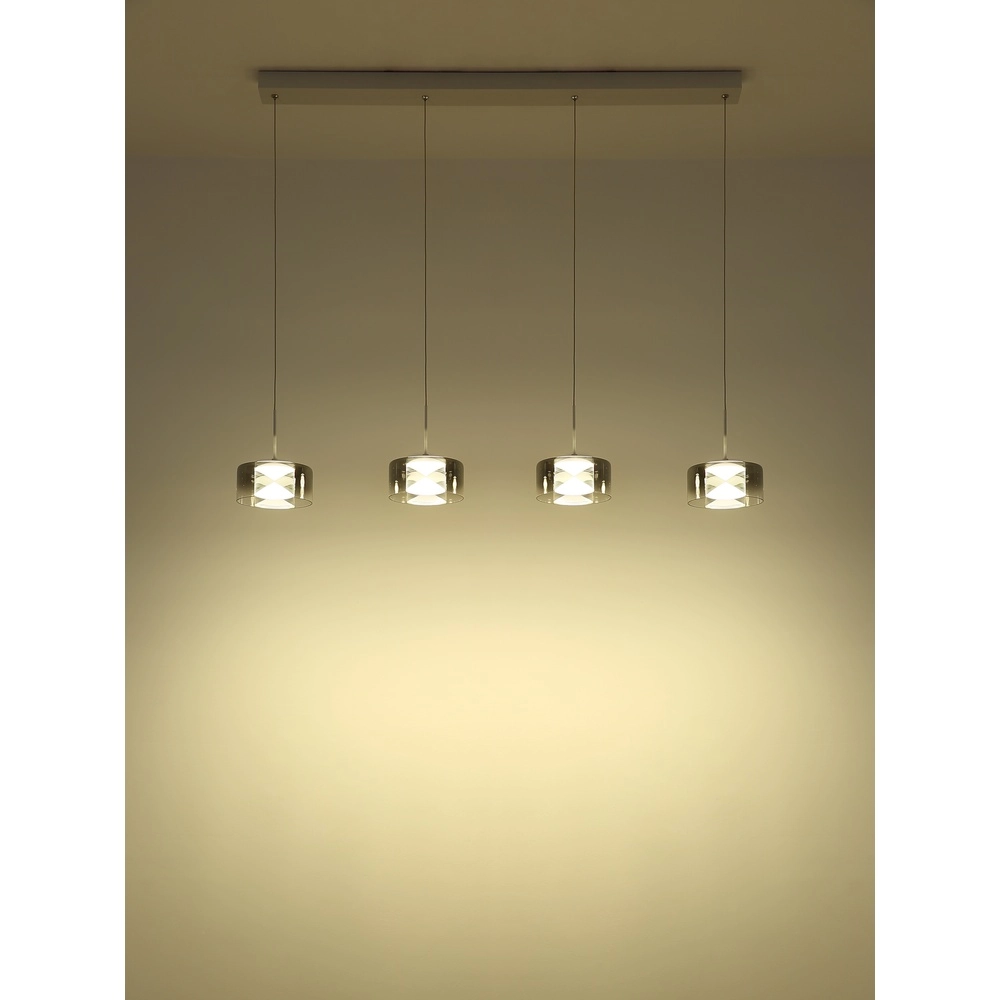 Design hanglamp Belinda 4-lichts wit met smoke glas Globo 9007371566372
