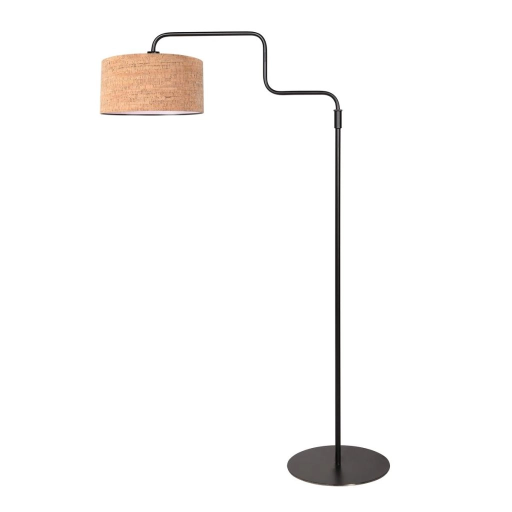 Zwarte vloerlamp Bloeba met kurk kap Ø40cm Steinhauer 8712746180503