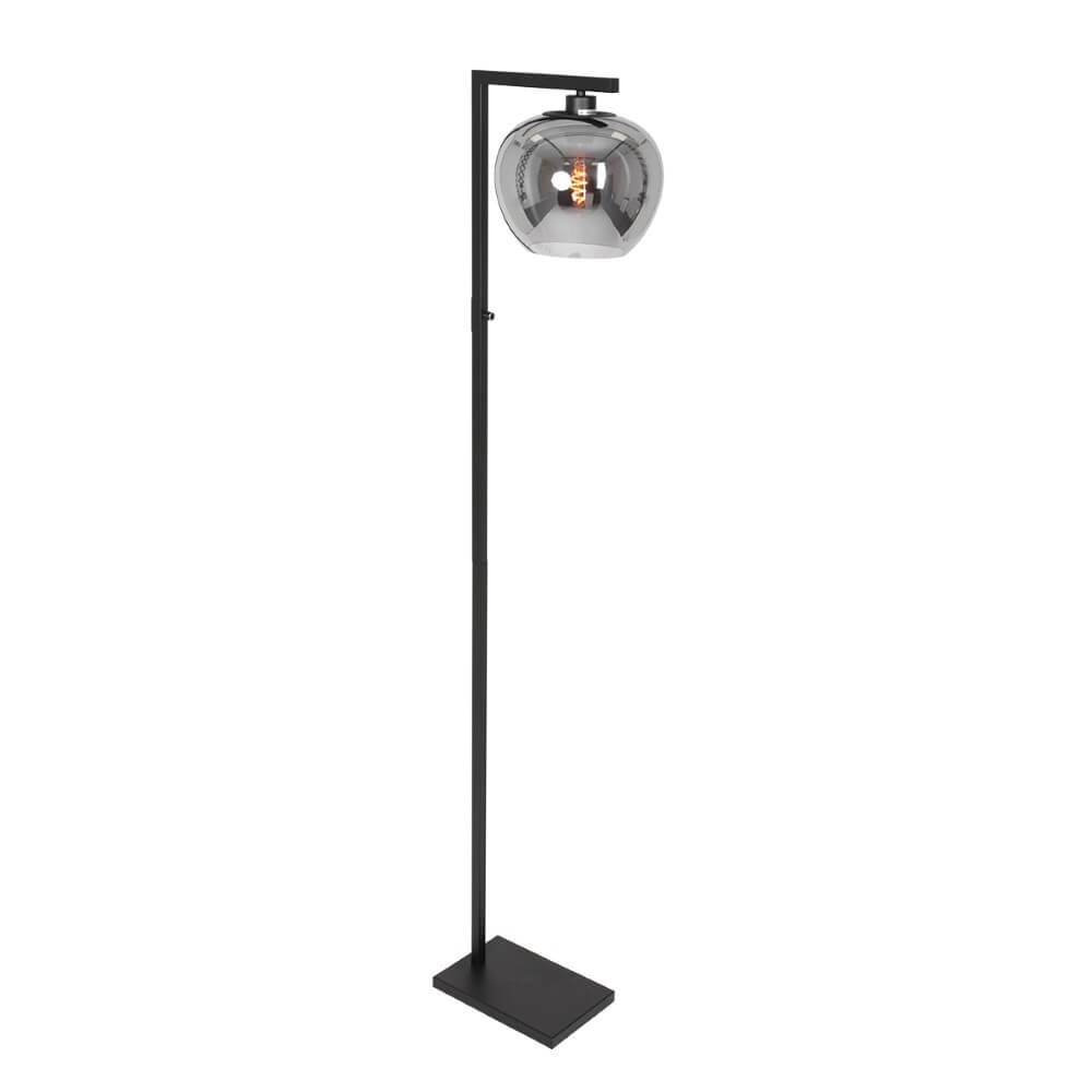 Zwarte vloerlamp Stang met rookglas Zwarte vloerlamp Stang met rookglas