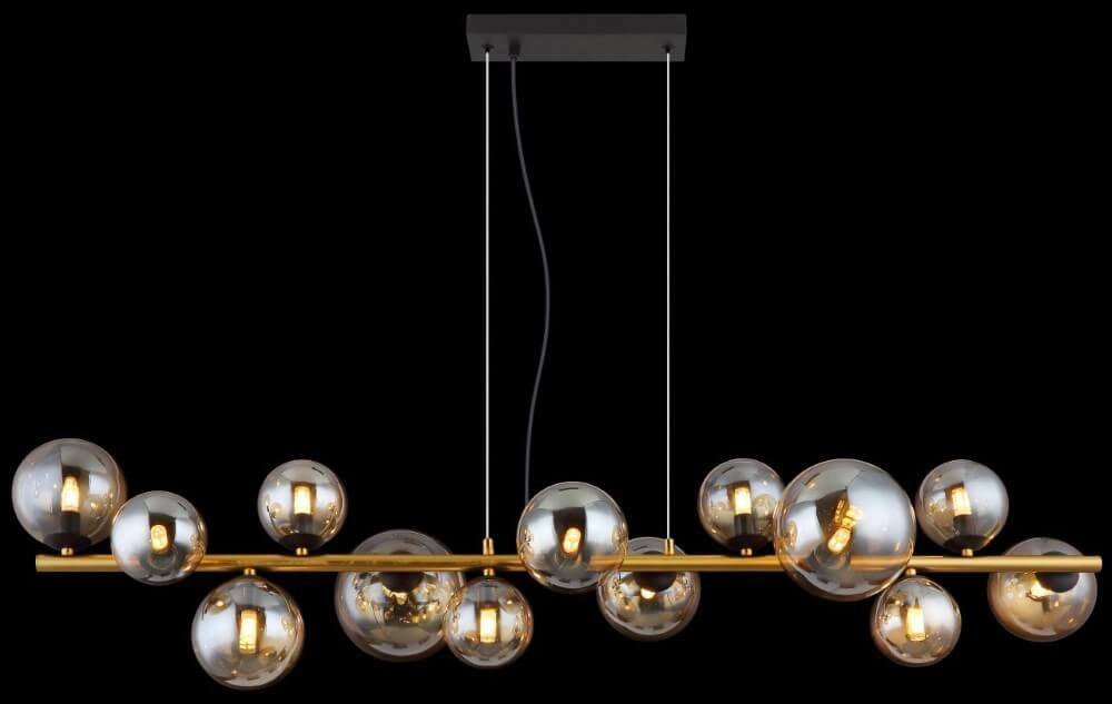 Gouden hanglamp Riha design met amber glas Globo 9007371448838