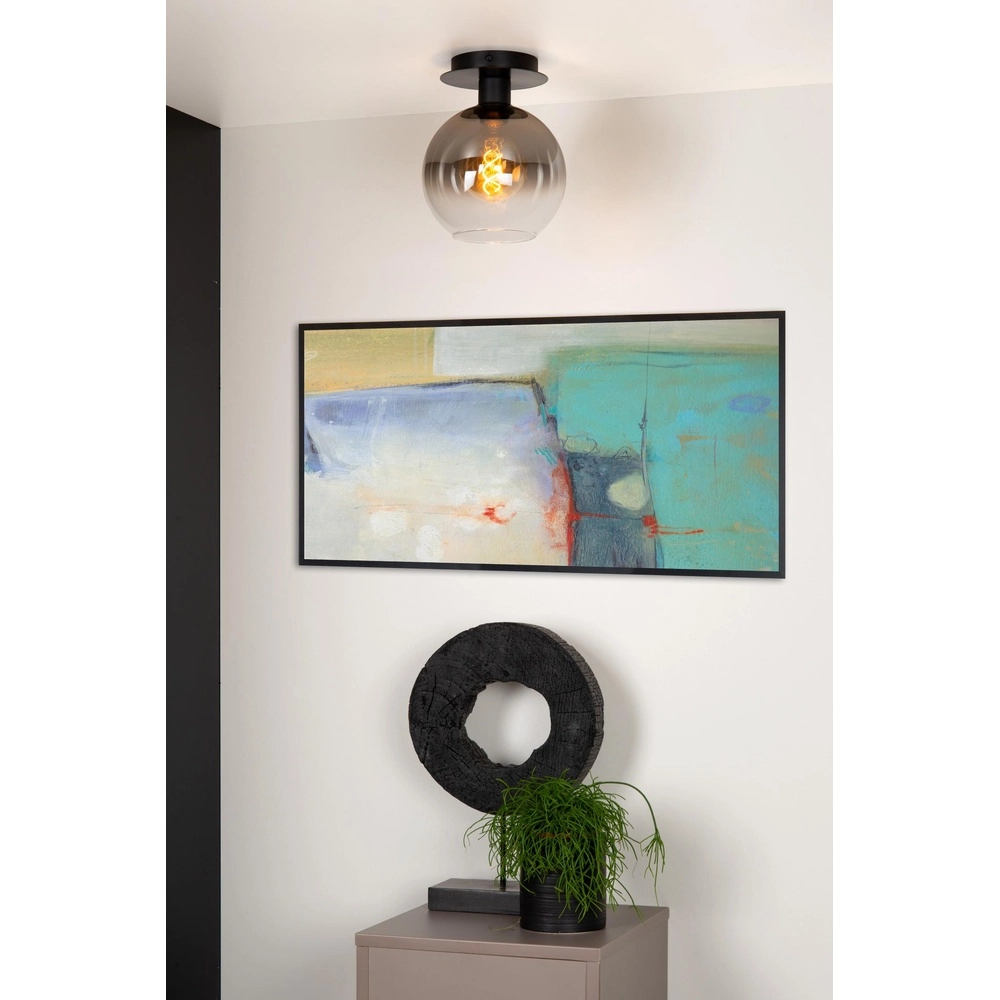 Plafondlamp Marius zwart met smoke glas Lucide 5411212740984