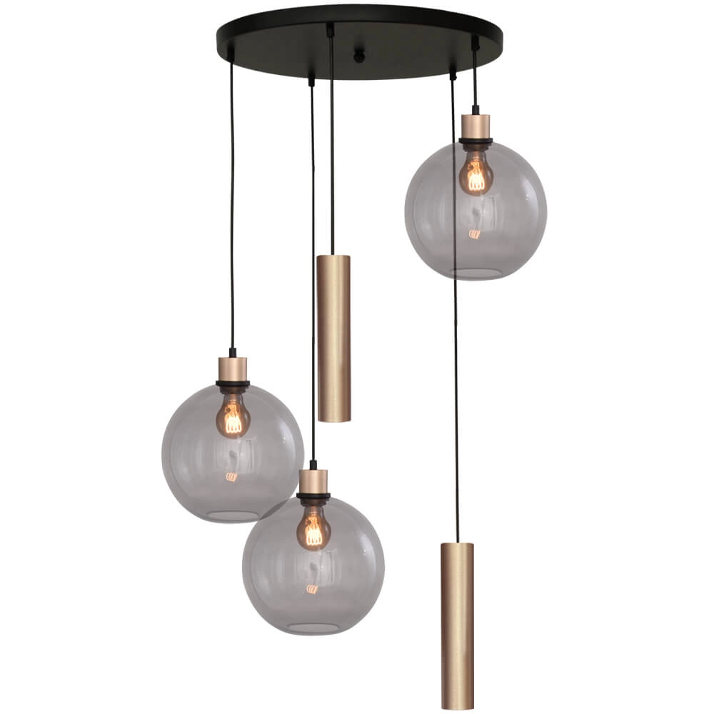 Vide hanglamp Lazise 3x Ø 25cm en 2x GU10 goud