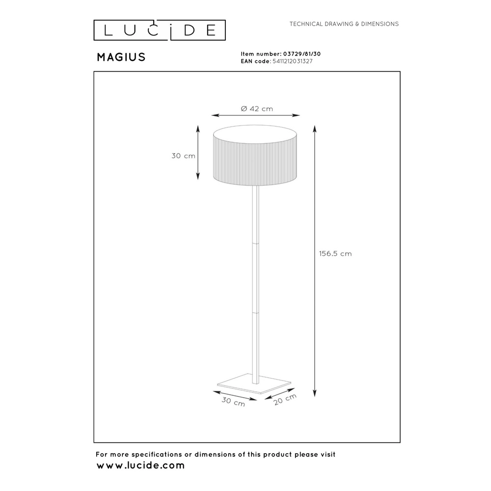Vloerlamp Magius rotan Lucide 5411212031327