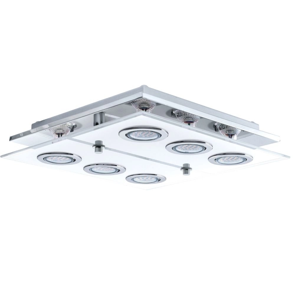 Led plafondlamp Cabo Square 6x3w - 3000K - 34cm chroom Led plafondlamp Cabo Square 6x3w - 3000K - 34cm chroom