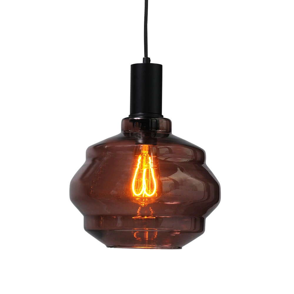 3-lichts hanglamp - zwart - Porto met Ball red glazen - Ø 24cm Masterlight 8718121269474