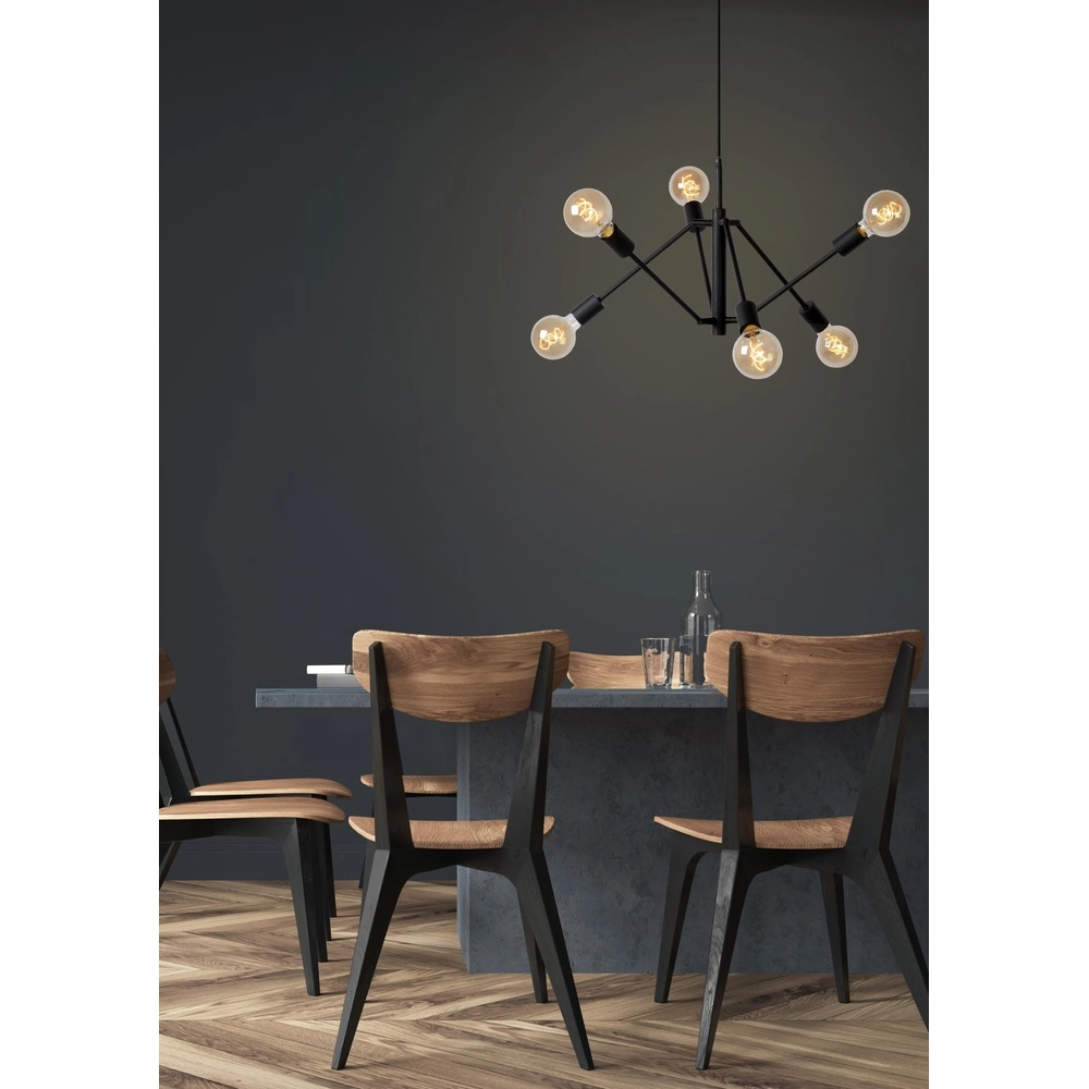 Hanglamp Lester zwart 6-lichts Lucide 5411212211330
