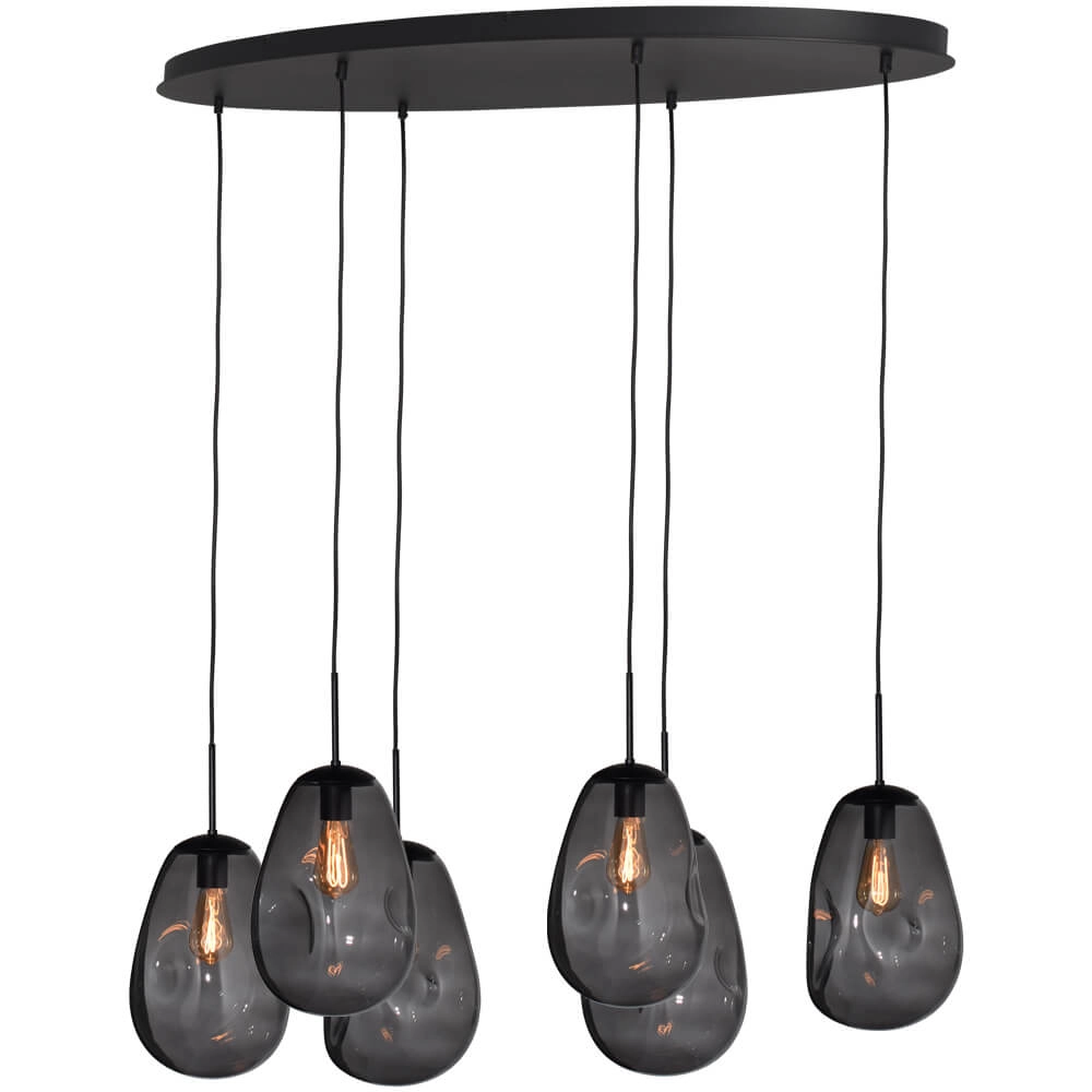 Hanglamp Lava Oval 6x smoke glas Ø 22,5cm Hanglamp Lava Oval 6x smoke glas Ø 22,5cm