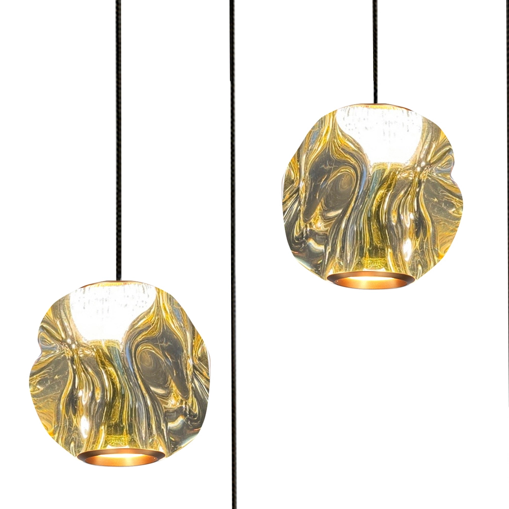 Hanglamp Melina 12-lichts zwart met amber glas Highlight 8718379050497