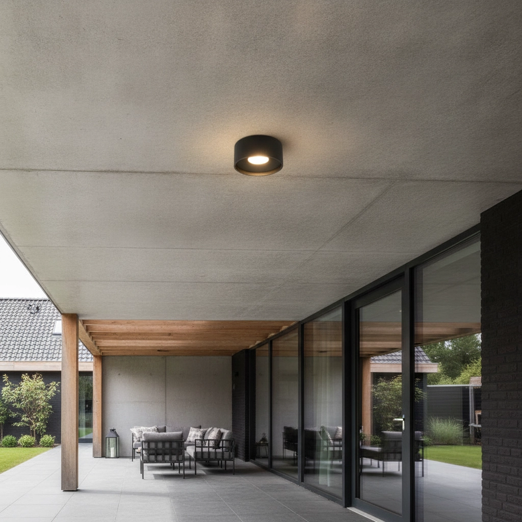 Strakke plafondlamp Oran Ø 12cm zwart