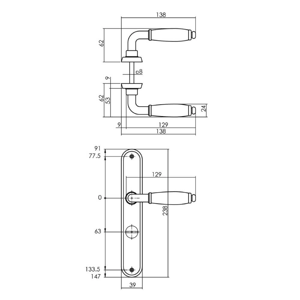 Deurklink Courgette ovaal WC-sluiting 63/8 mat chroom Intersteel 8714186489192