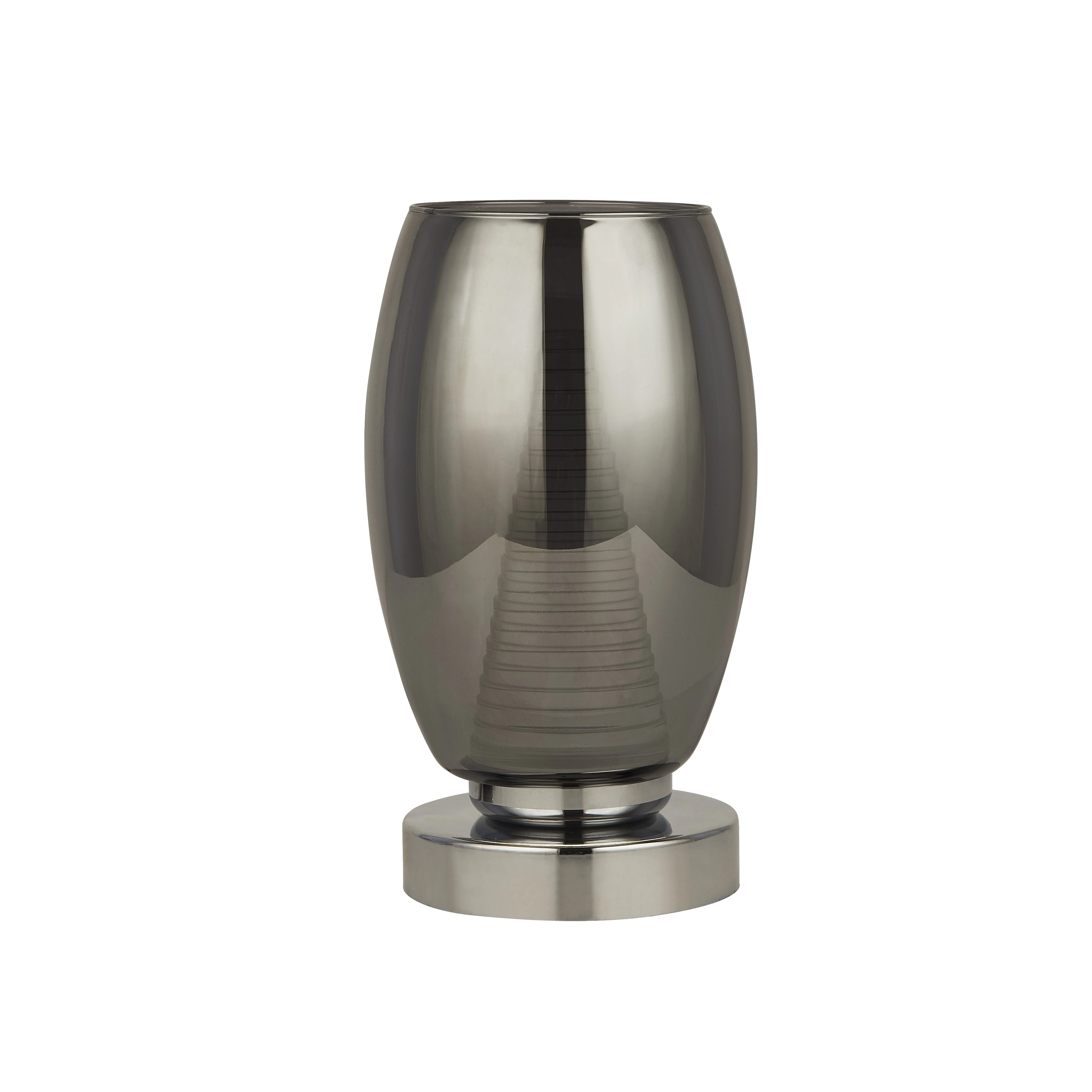 Modern tafellampje Cyclone chroom met smoke glas