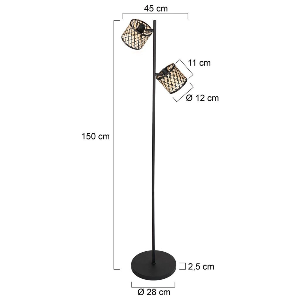 Vloerlamp 2-lichts Sumba met bamboe kappen Ø12cm Steinhauer 8712746182866