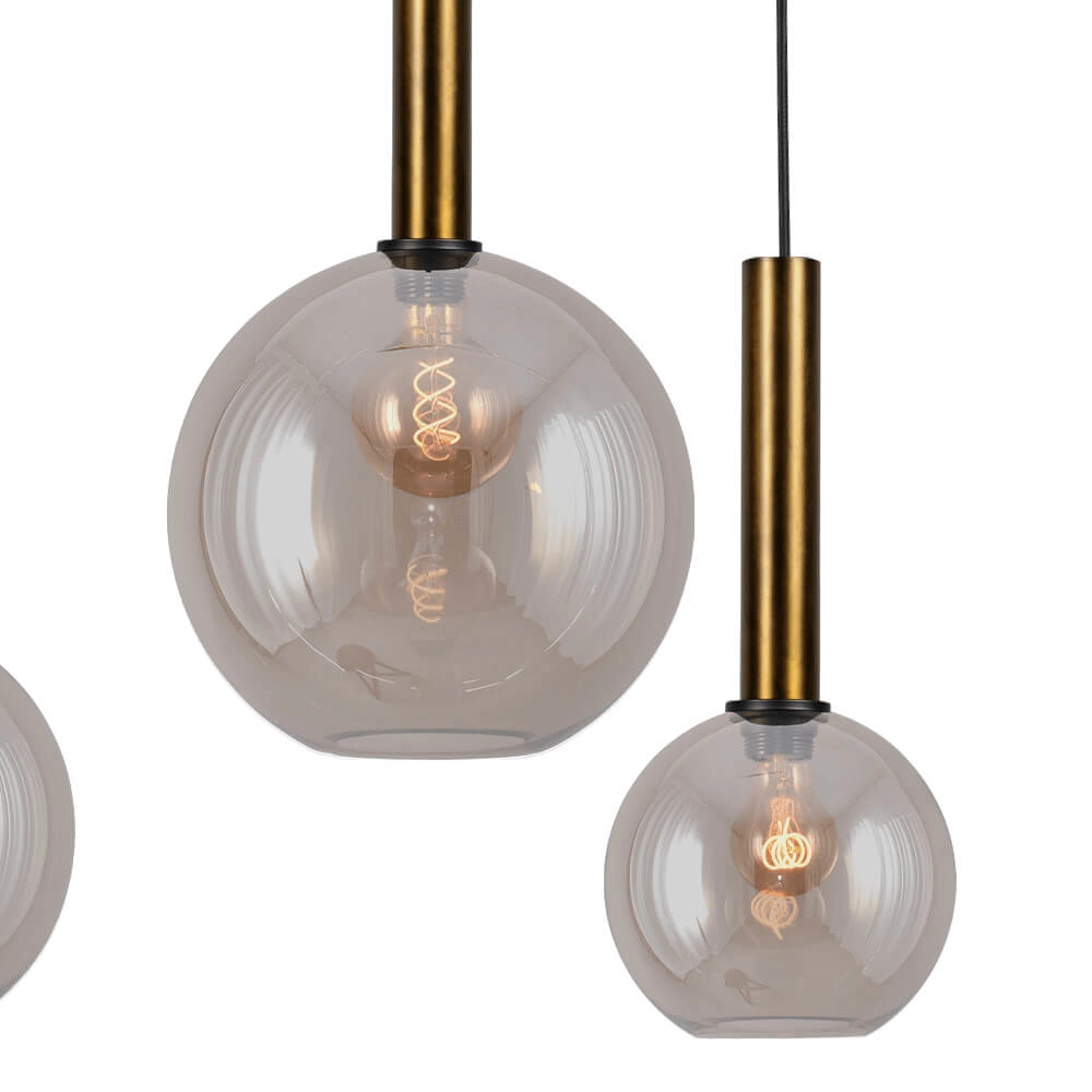 Hanglamp Bella 2 Antiek messing met goud glas Masterlight 8718121339054