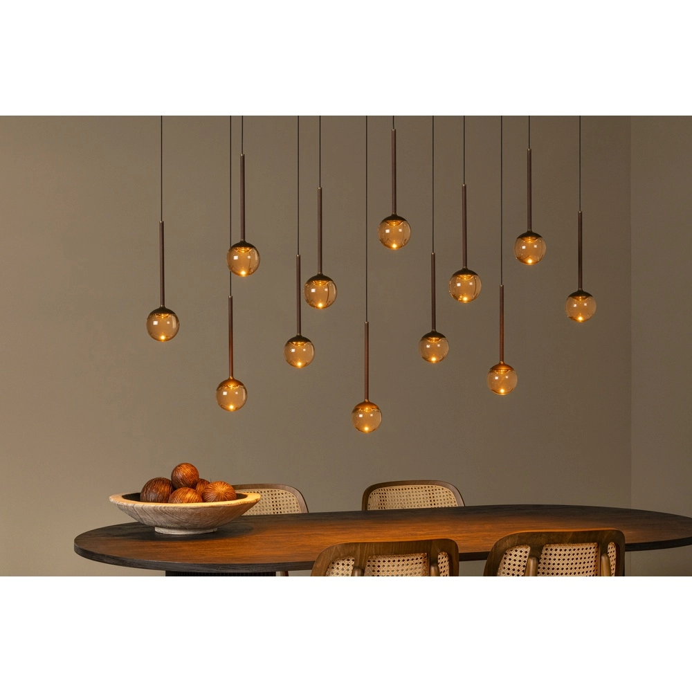 Ovale hanglamp Calina 12-lichts met amber bollen Premium by Lucide 5411212242068