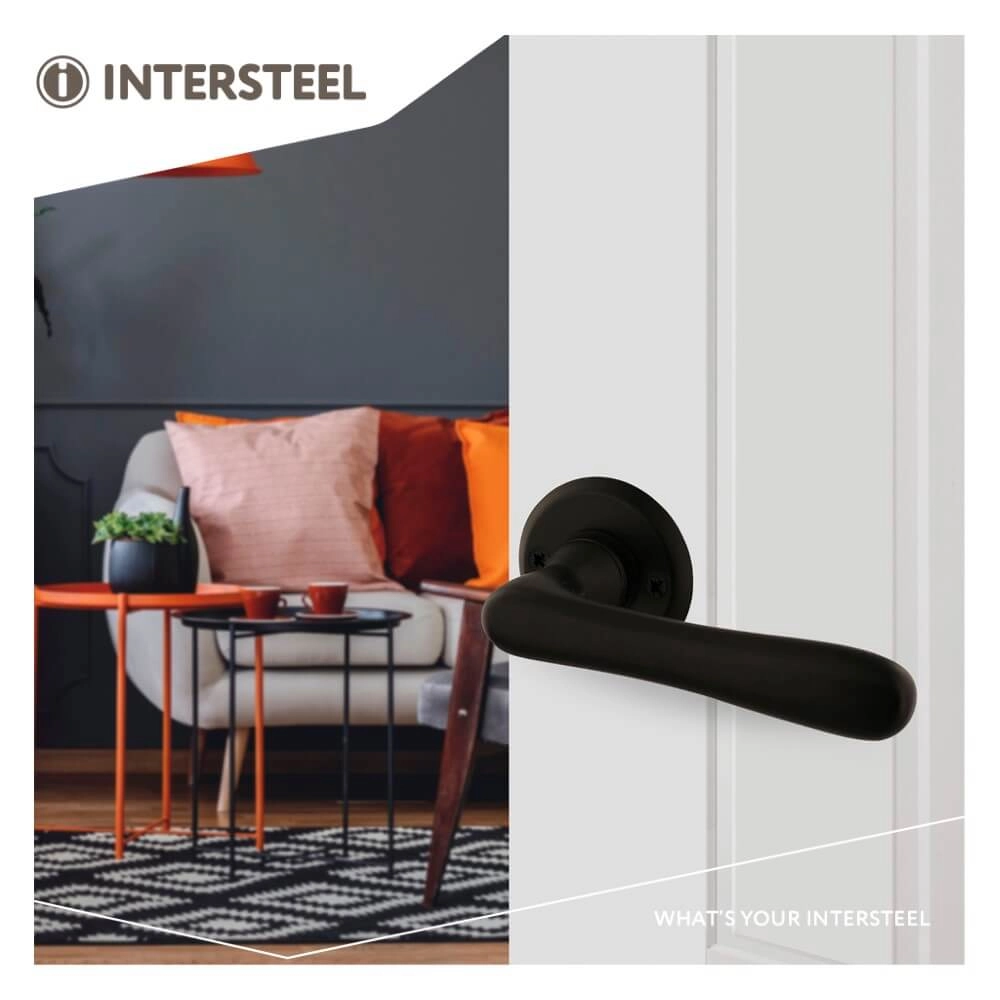 Deurklink Trento rond rozet zwart Intersteel 8714186556672