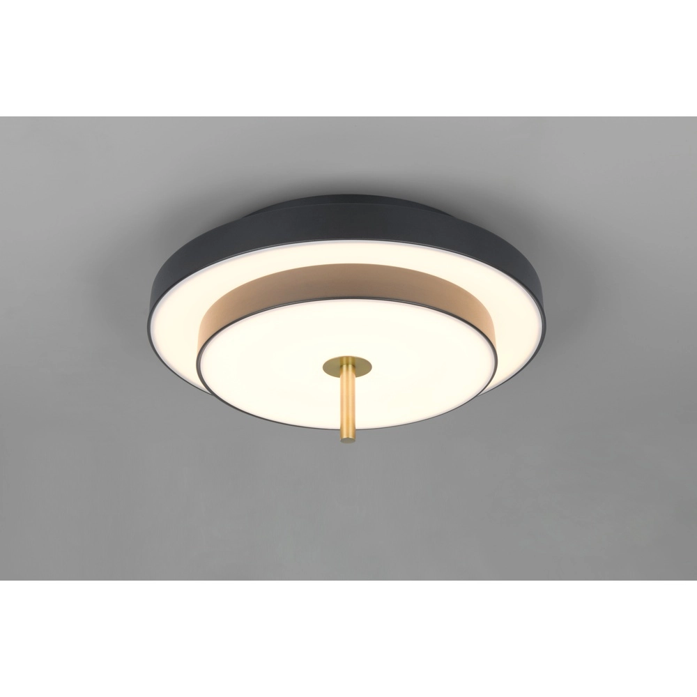 Moderne plafondlamp Keaton zwart met goud Ø 40cm Trio 4017807653687