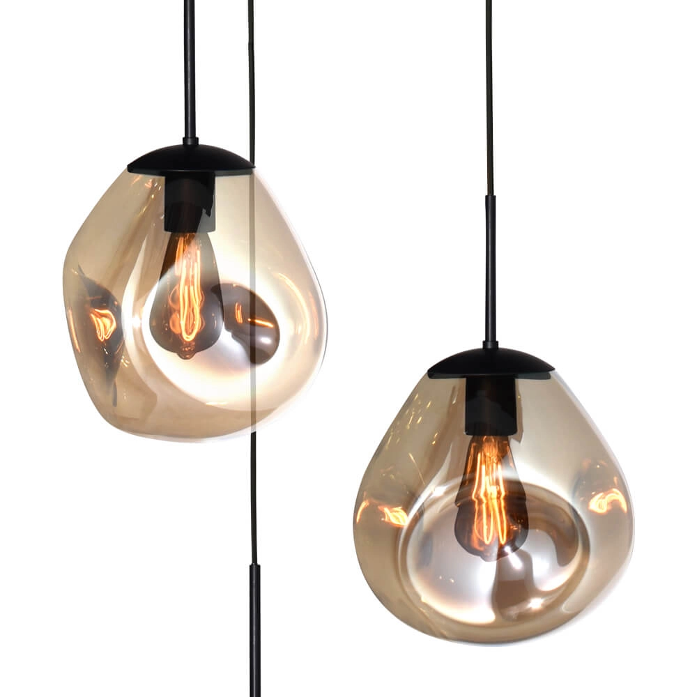 Pendel hanglamp Lava 3x goud glas Ø 24cm Masterlight 8718121286440