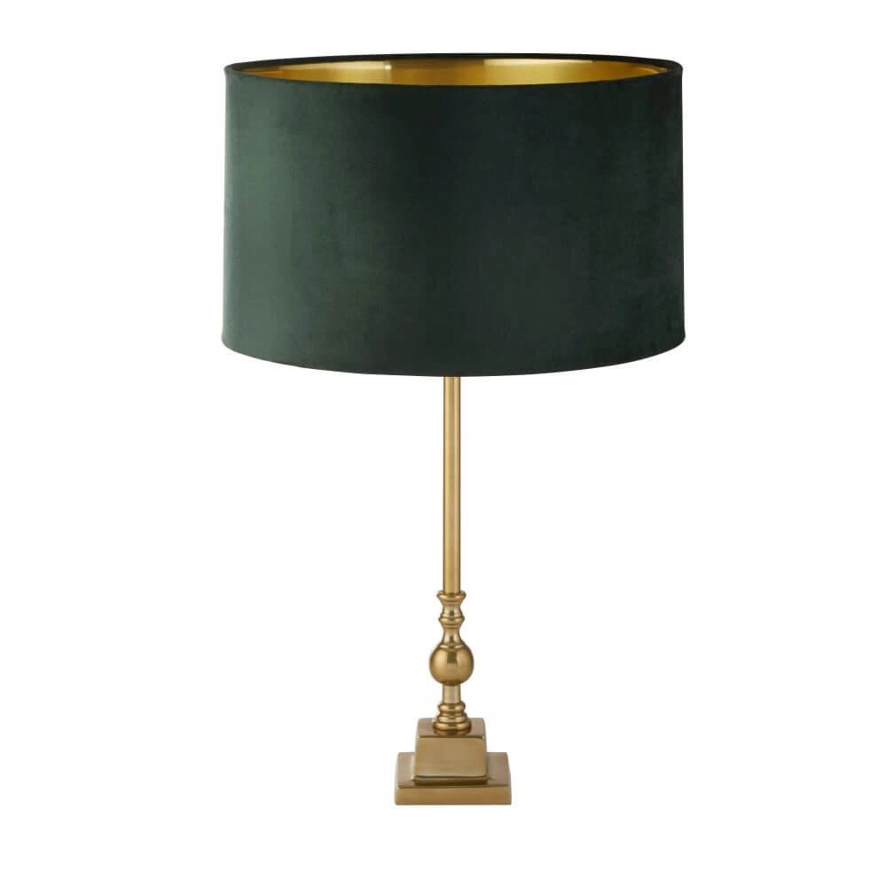 Gouden tafellamp Whitby met groene kap Gouden tafellamp Whitby met groene kap