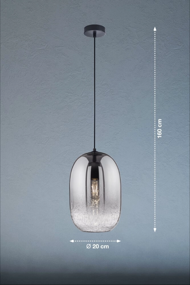 Smoke glazen hanglamp Trace Fischer & Honsel 4003694607131