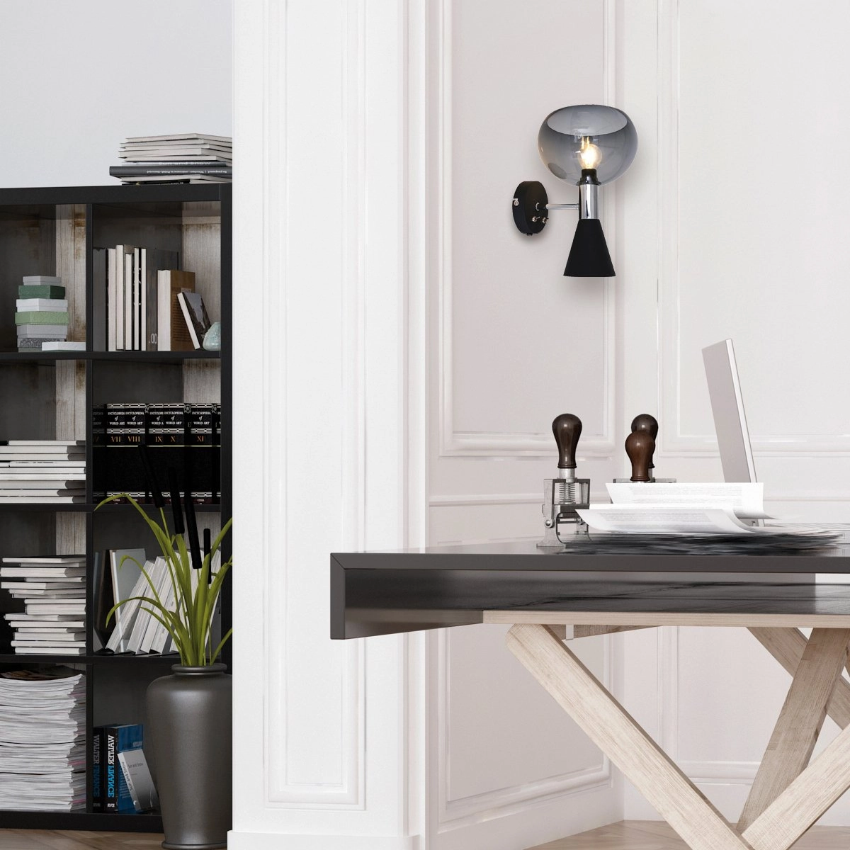 Design wandlamp Fastlast Up - Down zwart met smoke glas Steinhauer 8712746131406