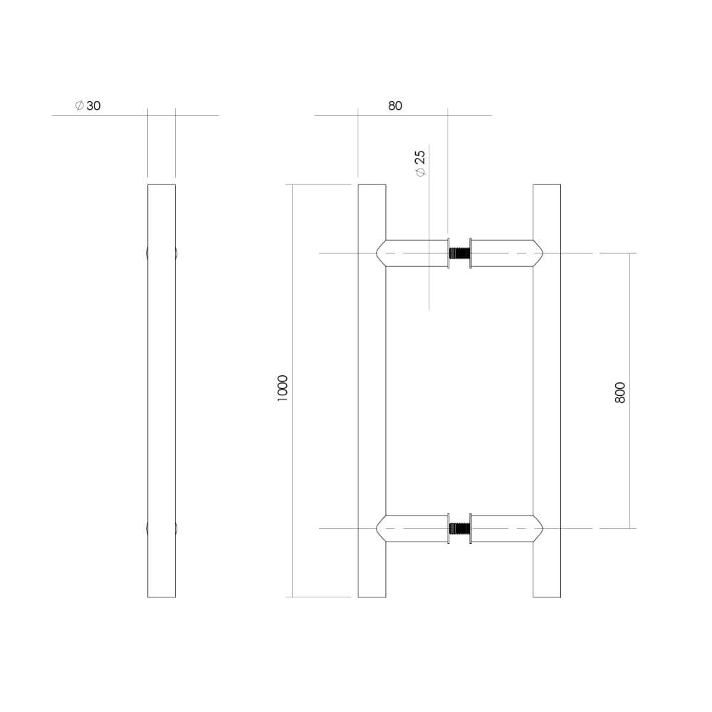 Deugrepen T-vorm Gripon 100x8cm per paar RVS Intersteel 8714186465059