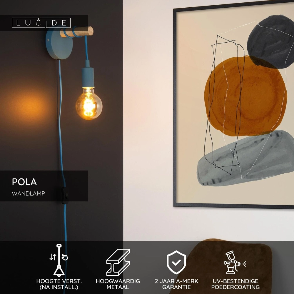 Wandlamp Pola blauw Lucide 5411212082930