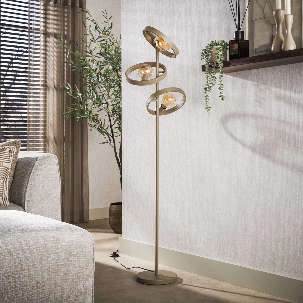 Ringen vloerlamp Hover 155cm hoog - zand Lyora 8716803513303