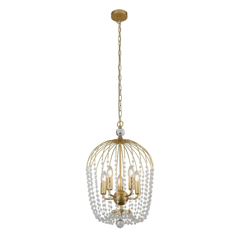 Kroonluchter Shower goud met kristal Kroonluchter Shower goud met kristal