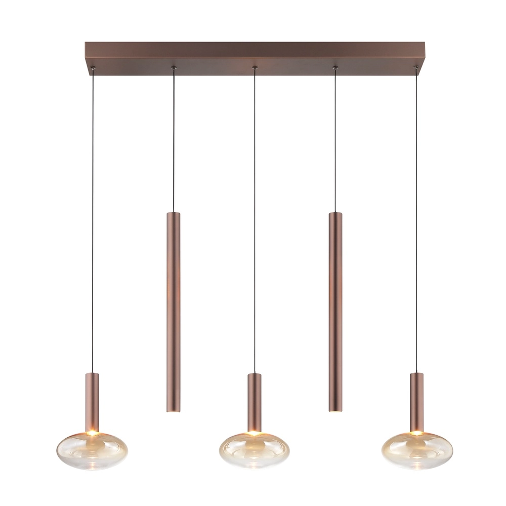 Hanglamp Veridian koffie bruin met amber glas