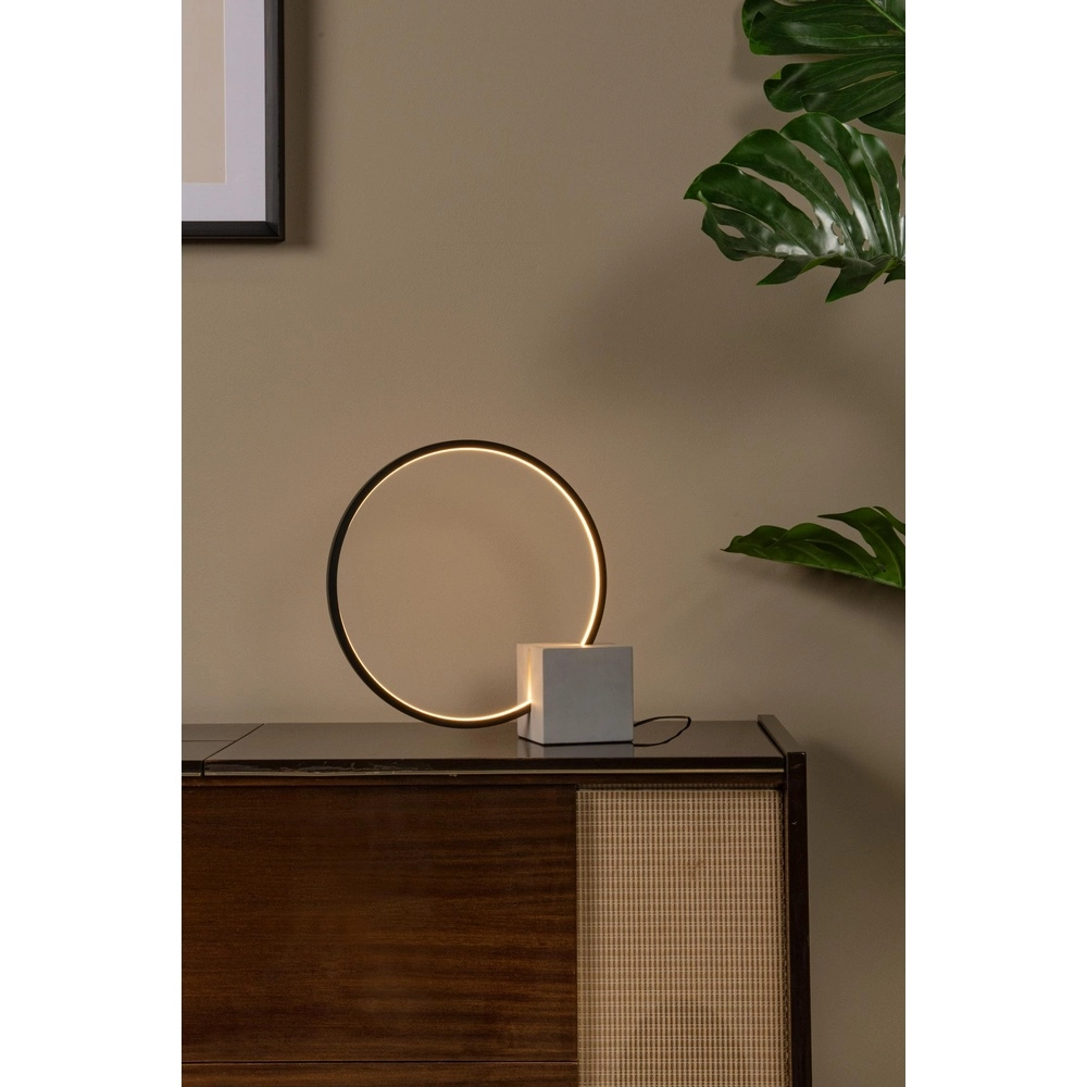 Zwarte tafellamp Cirkelis rond Ø 32cm Lucide 5411212051677