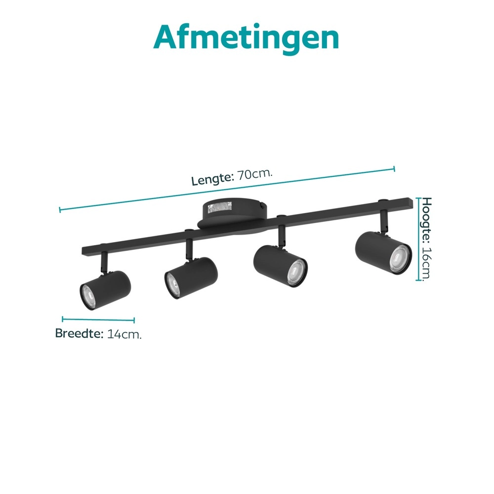 Opbouwspot Montemurro 4-lichts zwart Eglo 9008606392223